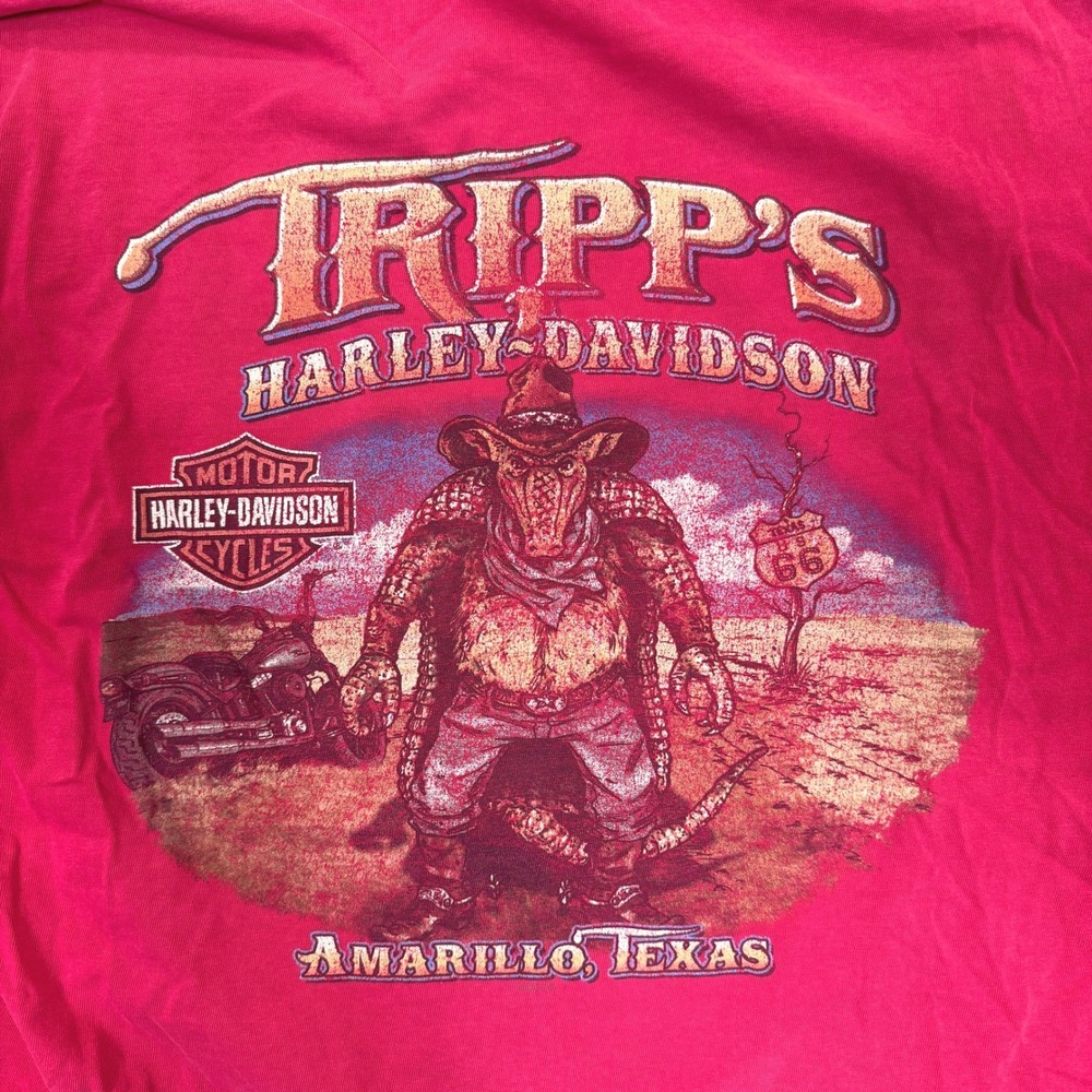 Vintage Harley-Davidson TRIPP'S Amarillo Armadillo Shirt Men XL Texas Route 66